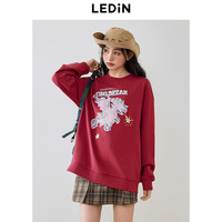 乐町晕染龙圆领卫衣女2024年春季新年红氛围感宽松套头卫衣