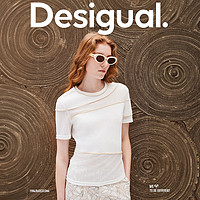 Desigual 不规则拼接刺绣圆领女式T恤