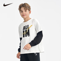 NIKE 耐克童装男女纯棉长袖t恤假两件儿童长t打底衫   【建议身高128-140cm】