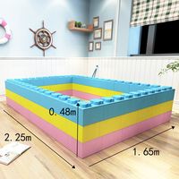 牛摇 软体epp泡沫积木砖头墙游乐场幼儿园室内海洋球池沙池围栏 黄蓝粉组合72块