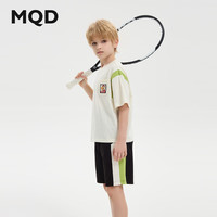 马骑顿（MQD）【上衣+裤】MQD童装男大童夏季潮酷休闲运动短袖套装 米白 110cm