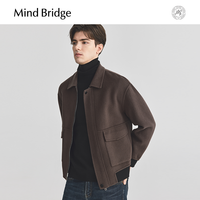 Mind Bridge2024男士短款休闲翻领毛呢外套冬季羊毛翻领夹克 185/XXL