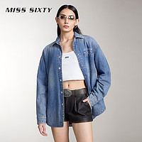 88VIP：MISS SIXTY 长袖牛仔衬衫上衣复古显瘦百搭女翻领宽松夹棉休闲风