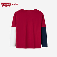 LEVI'S 李维斯儿童童装T恤长袖男童圆领上衣长袖T 辣椒红 120/60 