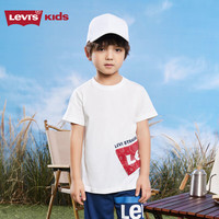 LEVI'S李维斯男女童装短袖T恤夏腰果花蝙蝠标logo上衣 明亮白 130/64 