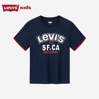 LEVI'S李维斯童装男童短袖t恤夏季儿童凉爽上衣 深靛蓝 160 /76 【身高152-158cm】