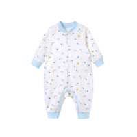英氏（YEEHOO）婴儿衣服新生儿连体衣赛柔丝5A抗菌男女宝宝哈衣爬服四季 微蓝色YLAAJ01016A 66CM