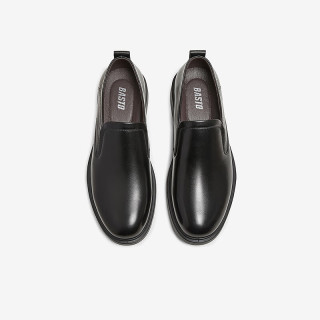 百思图 25春季简约时尚商务通勤厚底男正装皮鞋25002AM5 黑色（一脚蹬款） 41