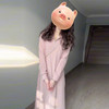 圣保美粉色针织卫衣连衣裙秋冬季女装2024长袖连帽气质裙子长裙显瘦 粉色 2XL码