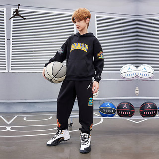 NIKE JORDAN耐克AJ童装男童卫衣冬季380克加厚儿童上衣 正黑色 110 /56 【身高104-110cm】