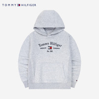 Tommy Hilfiger 汤米童装男女童连帽卫衣秋季儿童舒适休闲上衣 浅花灰 110 /56 【身高104-110cm】