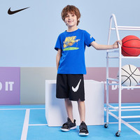 NIKE 耐克童装男童纯棉舒适短袖T恤夏季卡通运动儿童短T上衣 土耳其蓝 110 /52 【身高98-104cm】