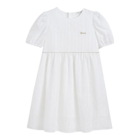 英氏 YEEHOO女童连衣裙儿童裙子夏季薄款白色长裙公主裙中大童装洋气夏装新款 金线毛球白色 110