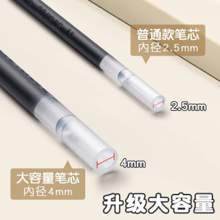得力 按动笔芯0.5mm子弹头按动笔中性笔替芯黑色蓝色笔芯红色