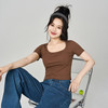 NOME（服饰）女装正肩短袖t恤女小圆领小众撞色2024夏季辣妹 黑色ZB2NC2016 S