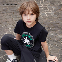 Converse匡威儿童装男童短袖T恤2024夏季大童潮牌上衣女童夏装男孩半袖t恤 正黑色 160 /76 【身高152-158cm】