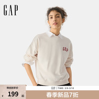 Gap女装2025春季刺绣logo圆领卫衣百搭经典款休闲上衣760790 象牙白 M (165/84A)亚洲尺码