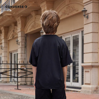 匡威Converse童装2024年夏季圆领舒适男女童宽松休闲T恤 正黑色 160/76(L)