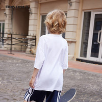 匡威Converse童装2024年夏季圆领舒适男女童宽松休闲T恤 纯白色 160/80(XL)