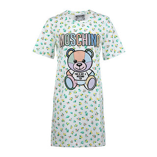 MOSCHINO 小熊宽松直筒棉质圆领短袖连衣裙 V045004401