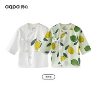 aqpa【2件装】夏季新生儿半背衣婴儿宝宝纯棉印花上衣和尚服 檬想成真组合 66cm