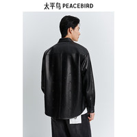 太平鸟男装衬衫休闲春季夹克式衬衫复古PU衬衫男士衬衫