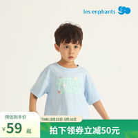 丽婴房宽松休闲儿童短袖T恤男童女童2025夏季上衣短袖上衣 天空蓝 120 cm