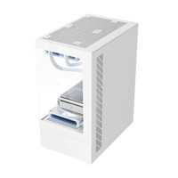 Sumtax/迅钛 无立柱全景房MINI电脑机箱台式主机matx水冷侧透游戏 玄武MINI-白色【U3版】+5个暮光炫彩风扇