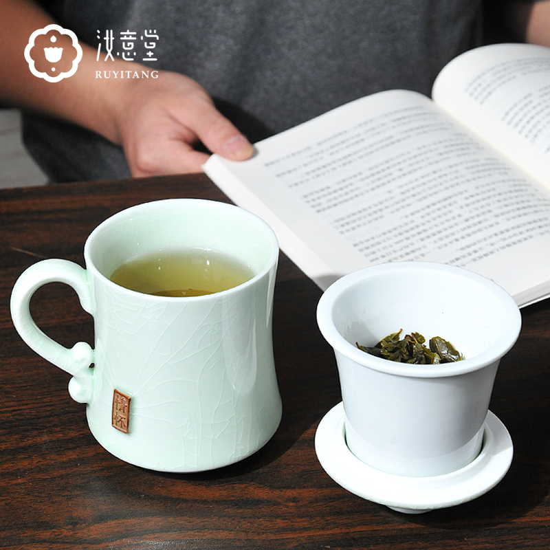 美梅杯（玉青开片）-礼盒装