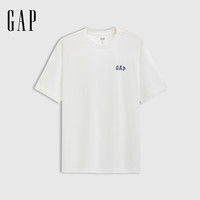 Gap男女装2025春季新款纯棉纯色胶印logo短袖T恤简约百搭上衣725619 亚洲尺码