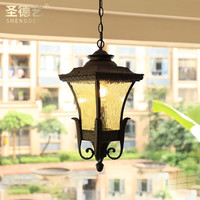 圣德艺 SHENGDEYI 户外凉亭吊灯 防水花园别墅过道庭院灯室外家用葡萄架走廊阳台灯 小号咖啡色+8瓦灯泡 压铸铝灯体