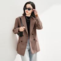 FF||仿佛春秋文艺西装羊毛混纺外套女休闲通勤干练时尚