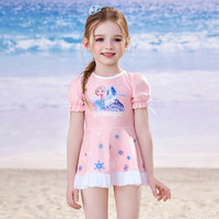 迪士尼美人鱼公主儿童泳衣宝宝女童2025小童可温泉游泳衣女孩泳装 樱花粉【连体裤】卡码拍大 90 【高90-100cm重15-30斤】