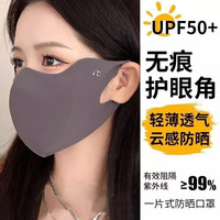 dtt护眼角冰丝高颜值黑色防晒口罩女3d立体全脸防紫外线 深灰色【口罩】升级冰丝高颜值