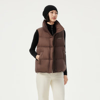 坦博尔2025年春季羽绒马甲女立领短款时髦百搭小个子外套TB5330152D 暖橙咖啡 M 165