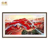 纵欢 可定制现代铜版画 万里长城 沙发背景画 家装挂画 客厅画 红色