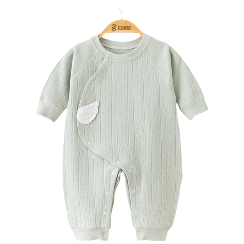 贝瑞加（Babyprints）婴儿连体衣男女宝宝纯棉A类哈衣长袖四季爬服满月家居服 绿