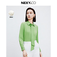 奈蔻 NEXY.CO 春季含桑蚕丝百搭系带套头衬衫女