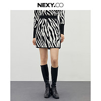 奈蔻 NEXY.CO 春季气质通勤斑马纹包臀高腰A字短裙半身裙女