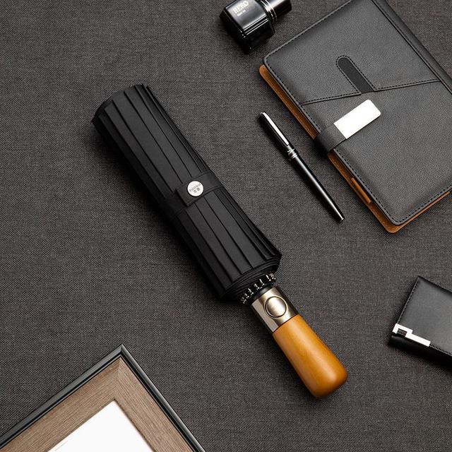 溥畔 12骨全自动男士折叠晴雨伞 优雅黑