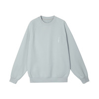 速写男装春秋卫衣男简约刺绣套头运动宽松圆领休闲上衣 423浅灰蓝 L