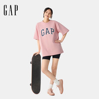 Gap男女装2025春季纯棉经典logo圆领短袖T恤宽松上衣725616 粉色 S (165/88A)亚洲尺码