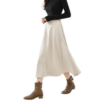 梵希蔓日常穿搭黑色半身裙女a字半裙2024秋季显瘦遮肉中长裙 M2573 杏色 XL