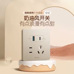 公牛 BULL 开关插座 G12系列五孔带USB+Type-C 30w快充奶油风G12E537星辰金