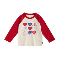 千趣会（SENSHUKAI）童装男童女童长袖T恤春秋季印花棉质圆领套头打底衫 红色(爱心) 120 cm