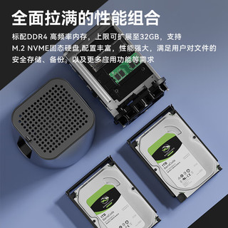 新创云AMD锐龙R7-5700U升5825U迷你主机12代N100双网口无线WiFi6家用NAS办公4K高清Type-C游戏主机 N100【深灰色】三硬盘位 16G内存+512G 硬盘+WiFi
