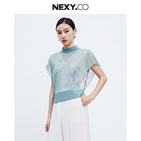 奈蔻 NEXY.CO 春夏时尚气质设计感飞飞袖透视内衬上衣女