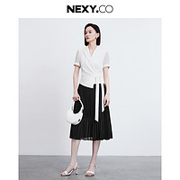 奈蔻 NEXY.CO 春夏时尚通勤设计感百褶连衣裙女