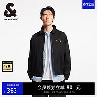 杰克琼斯 杰克·琼斯（JACK&JONES）25年男装春秋款外套男多色商务休闲夹克翻领100%纯棉行政夹克短款 E40黑色 XS