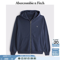ABERCROMBIE & FITCH男装25春季新款经典小麋鹿毛圈布美式连帽卫衣外套KI122-5251 海军蓝